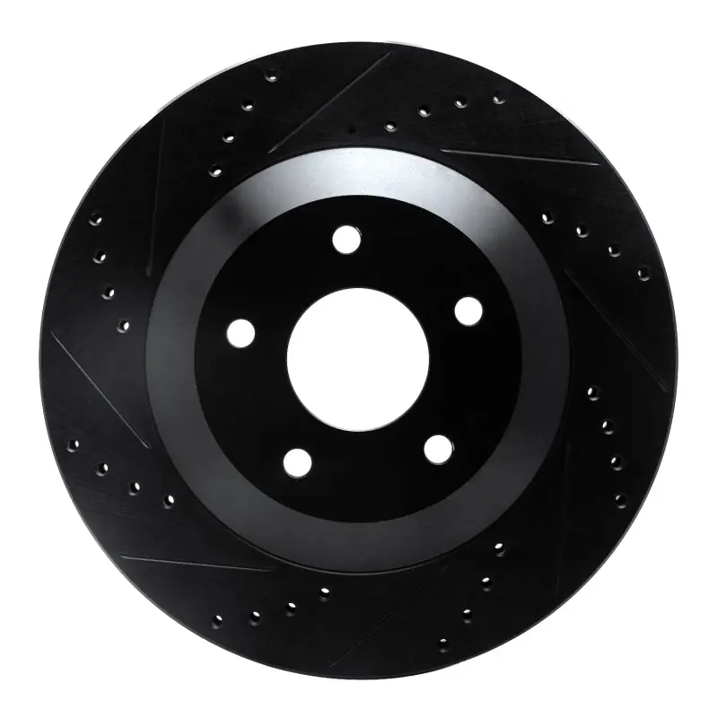 R1 97-09 Cadillac XLR Right Front Drilled & Slotted Black Brake Rotor