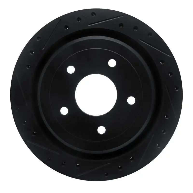 R1 97-13 Cadillac XLR Rear Left Drilled & Slotted Black Brake Rotor