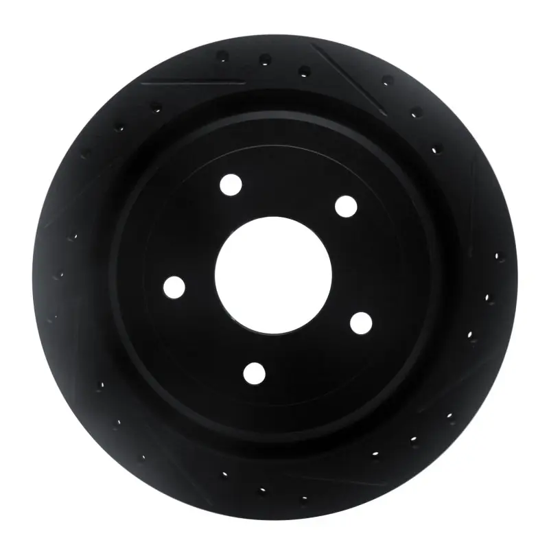 R1 97-13 Cadillac XLR Rear Right Drilled & Slotted Black Brake Rotor