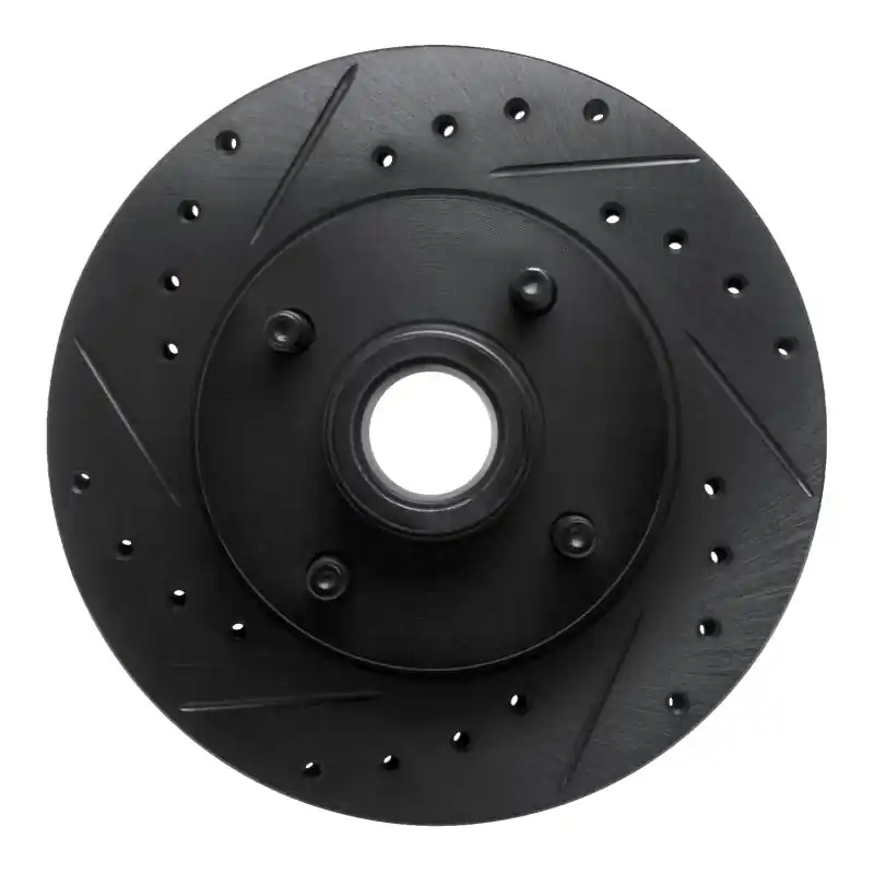 R1 78-93 Ford Fairmont Front Left Drilled & Slotted Black Brake Rotor