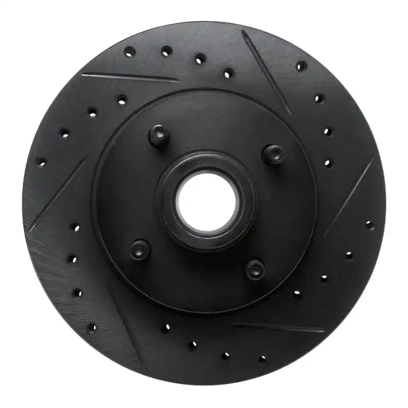 R1 78-93 Ford Mustang Front Right Drilled & Slotted Black Brake Rotor