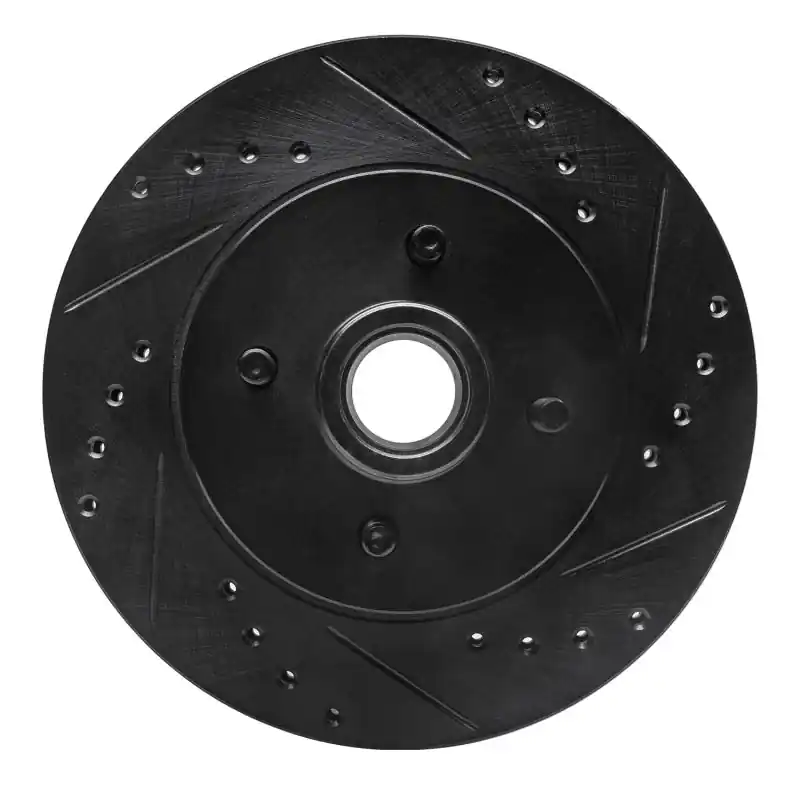 R1 87-93 Ford Mustang Front Right Drilled & Slotted Black Brake Rotor