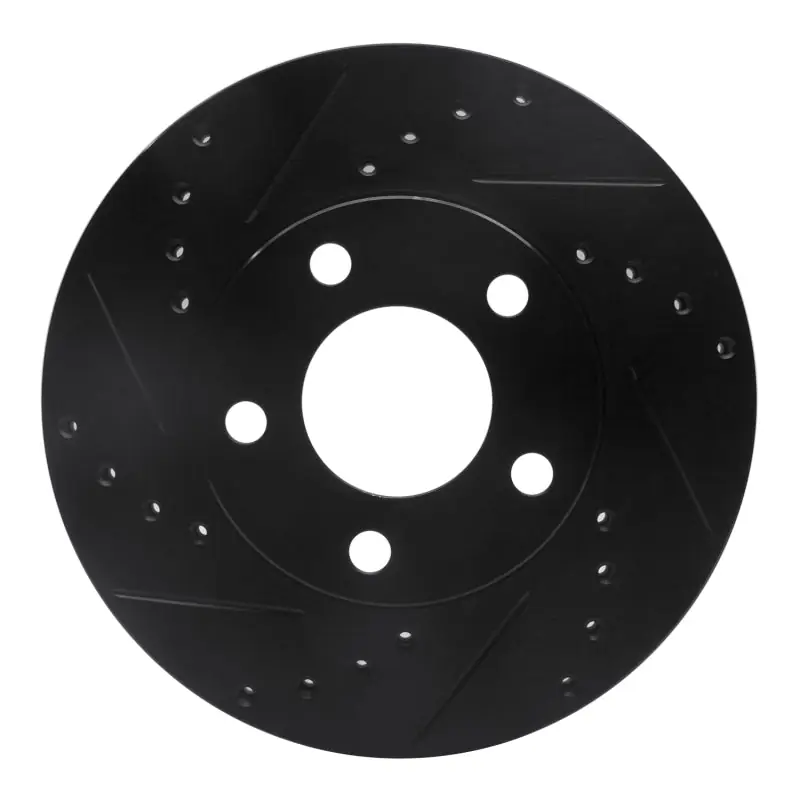 R1 94-04 Ford Mustang Front Left Drilled & Slotted Black Brake Rotor