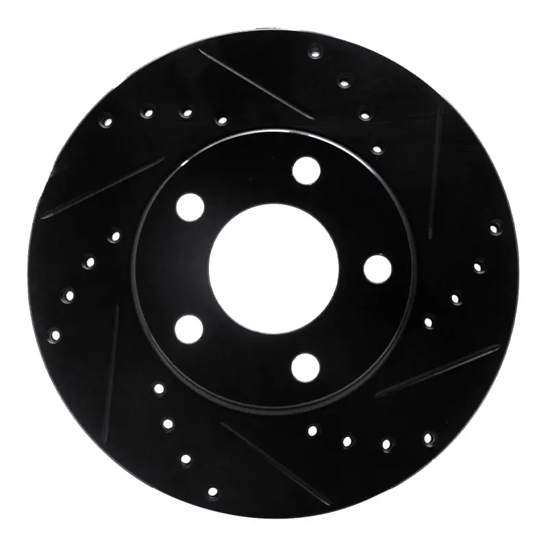 R1 94-04 Ford Mustang Front Right Drilled & Slotted Black Brake Rotor