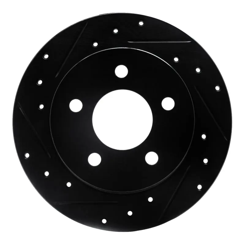 R1 94-04 Ford Mustang Rear Left Drilled & Slotted Black Brake Rotor