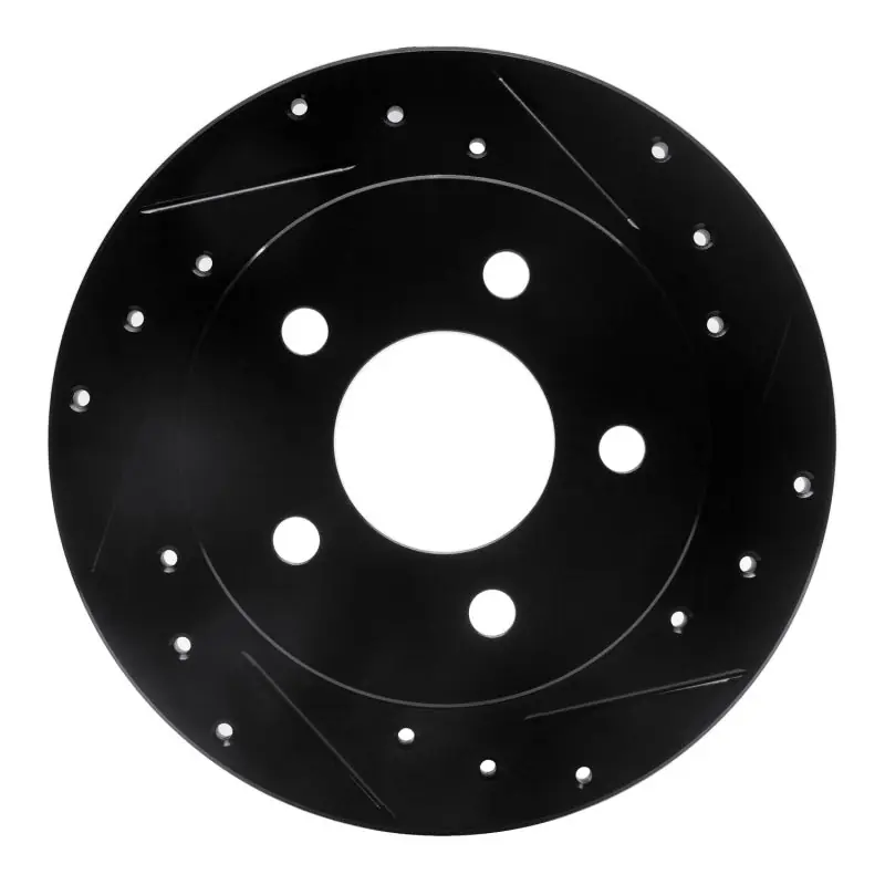 R1 94-04 Ford Mustang Rear Right Drilled & Slotted Black Brake Rotor