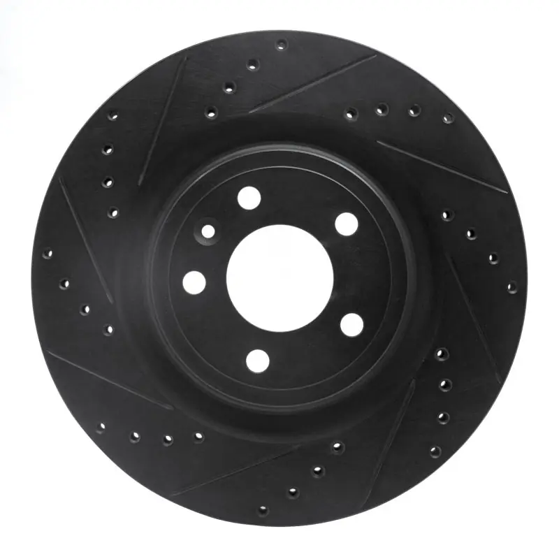 R1 11-14 Ford Mustang Front Left Drilled & Slotted Black Brake Rotor