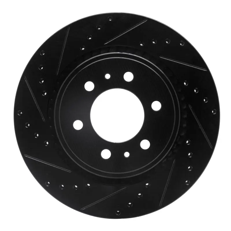 R1 07-21 Ford Expedition Front Left Drilled & Slotted Black Brake Rotor