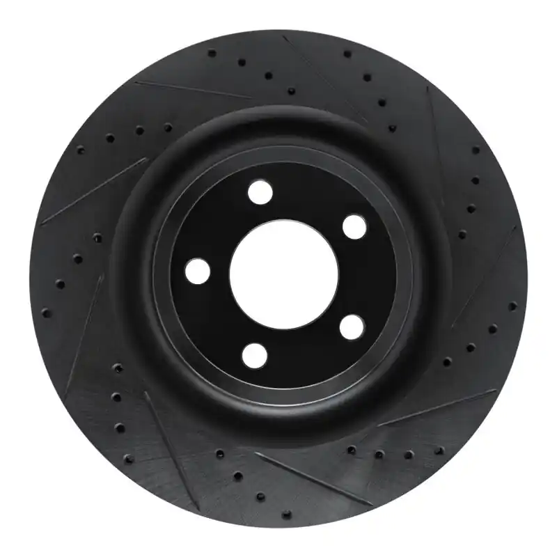 R1 20-25 Ford Police Interceptor Utility Rear Right Drilled & Slotted Black Brake Rotor