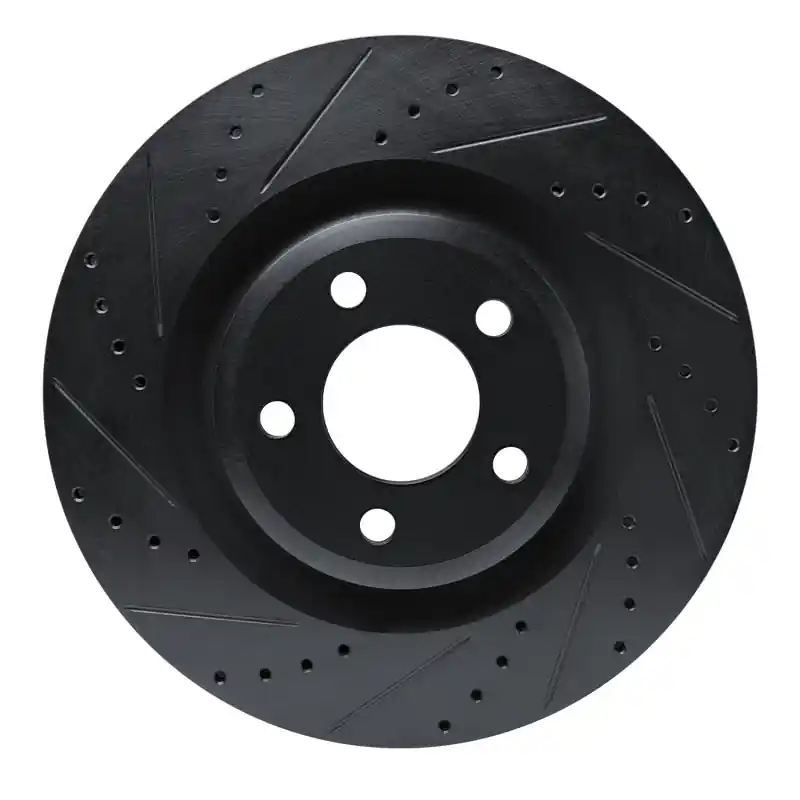 R1 20-25 Ford Explorer Front Left Drilled & Slotted Black Brake Rotor