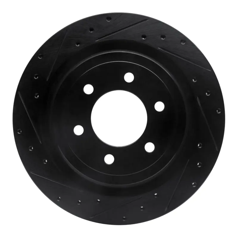 R1 21-25 Ford F-150 4WD Rear Left Drilled & Slotted Black Brake Rotor