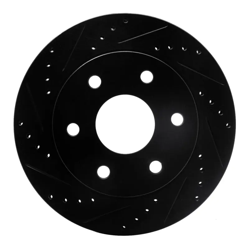 R1 2021-2025 Ford F-150 4WD Rear Left Drilled & Slotted Black Brake Rotor