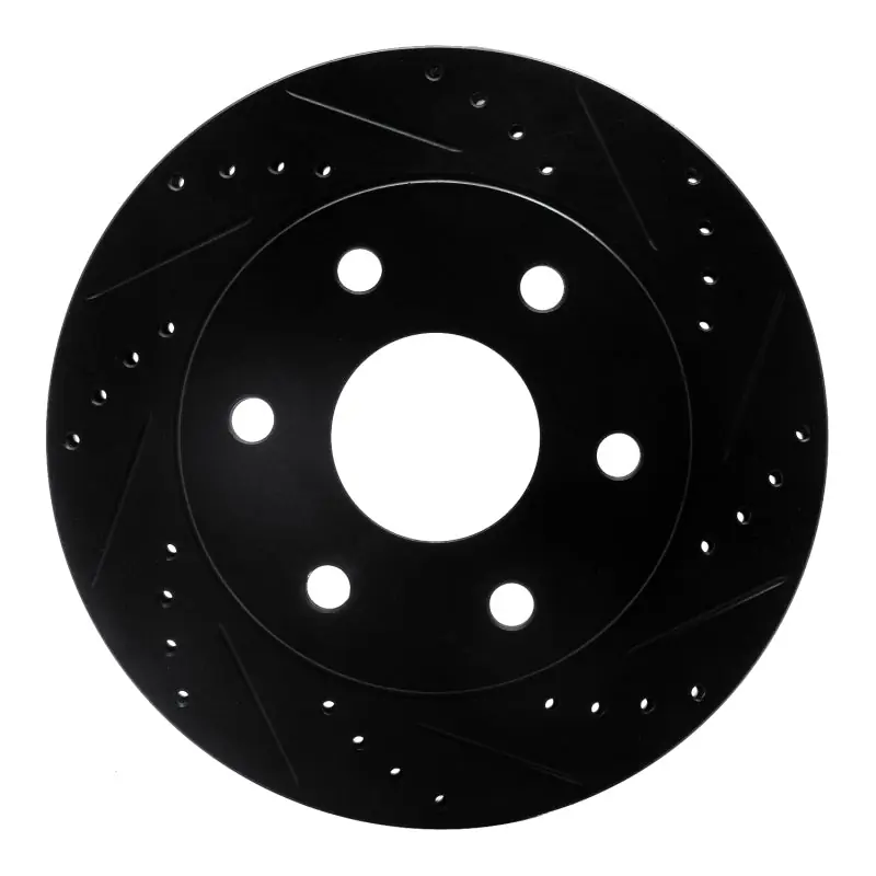 R1 2021-2025 Ford F-150 RWD Rear Right Drilled & Slotted Black Brake Rotor