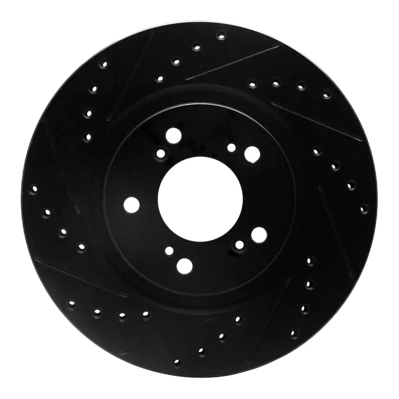 R1 97-05 Acura NSX Front Left Drilled & Slotted Black Brake Rotor