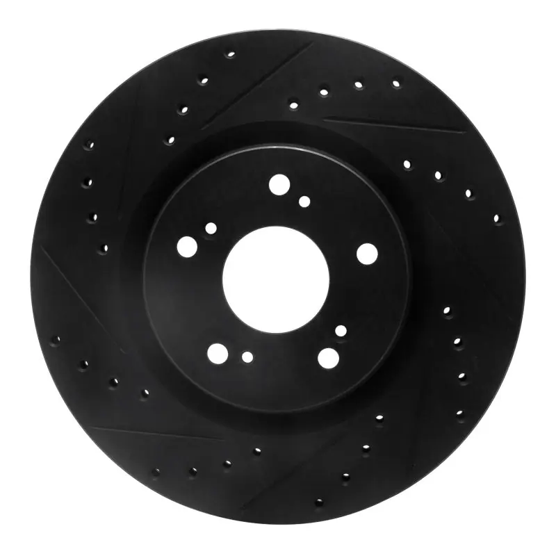 R1 97-05 Acura NSX Rear Left Drilled & Slotted Black Brake Rotor
