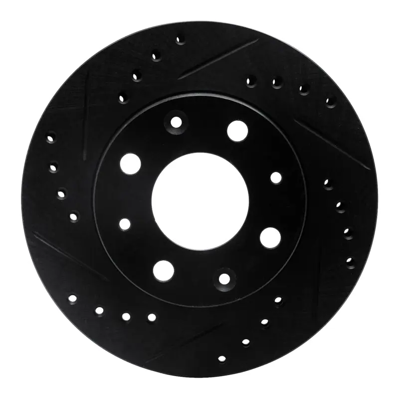 R1 84-06 Honda Civic Hatchback Front Left Drilled & Slotted Black Brake Rotor