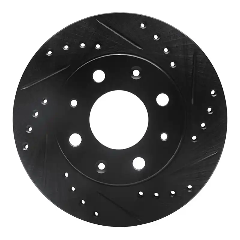 R1 84-06 Honda CRX Front Right Drilled & Slotted Black Brake Rotor