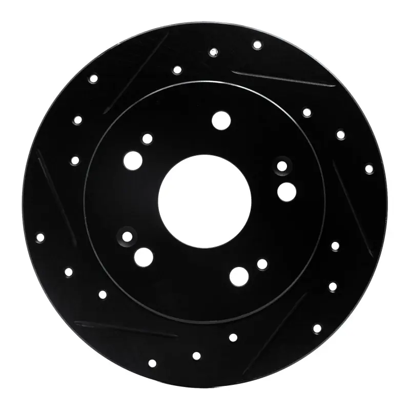 R1 97-15 Acura ILX Rear Left Drilled & Slotted Black Brake Rotor