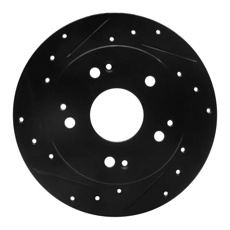 R1 97-06 Acura RSX Rear Left Drilled & Slotted Black Brake Rotor