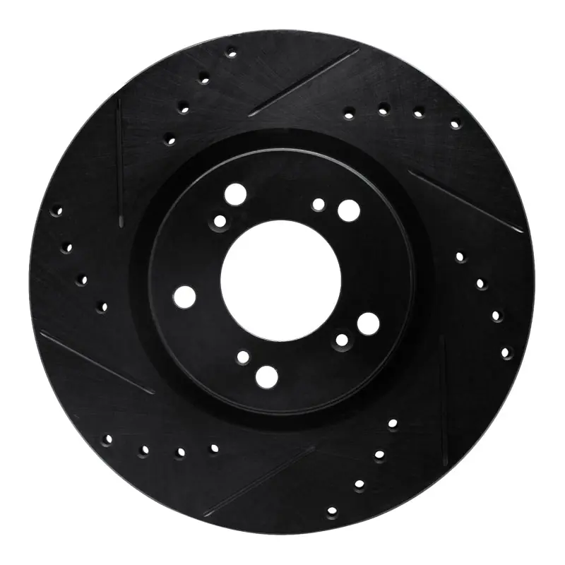 R1 00-09 Honda S2000 Front Left Drilled & Slotted Black Brake Rotor