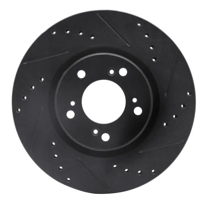 R1 00-09 Honda S2000 Front Right Drilled & Slotted Black Brake Rotor