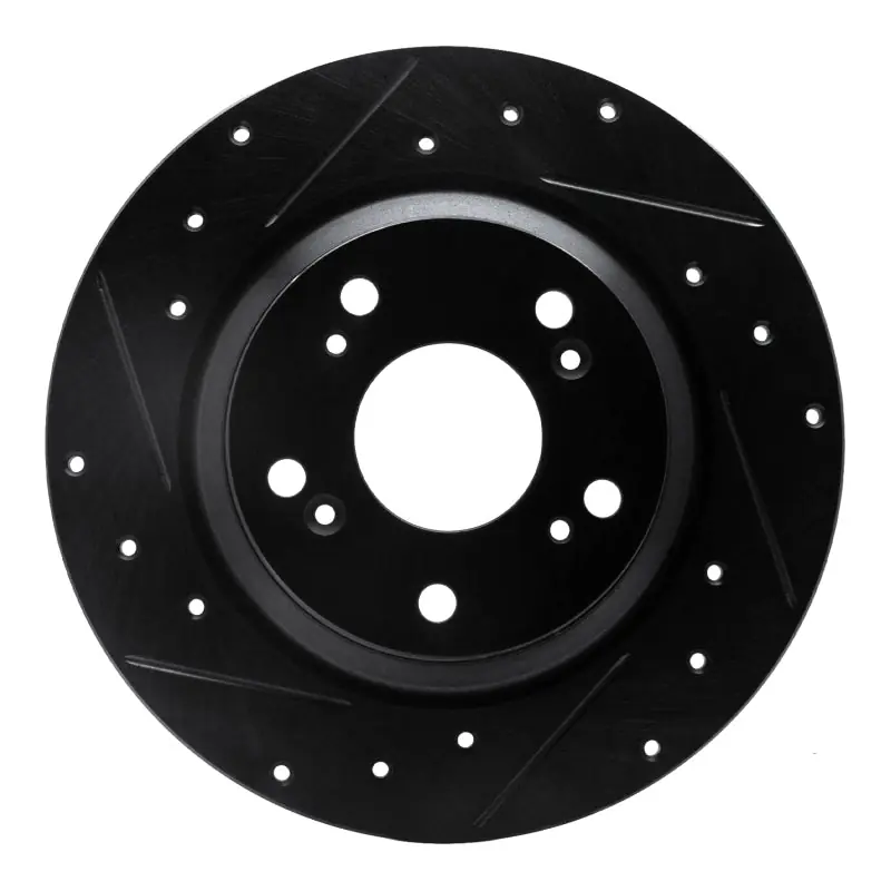 R1 00-09 Honda S2000 Rear Left Drilled & Slotted Black Brake Rotor