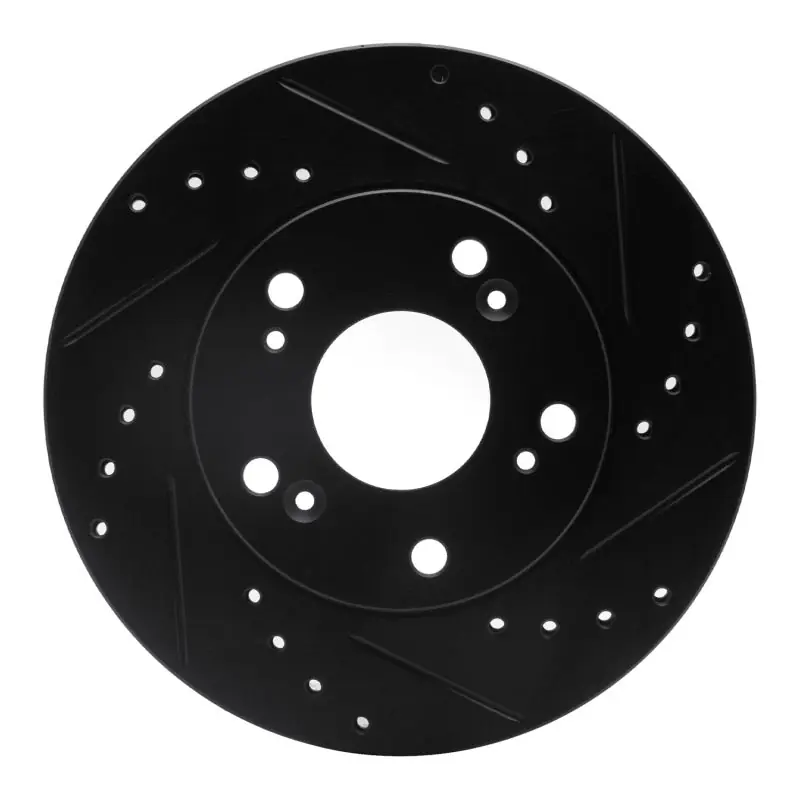 R1 02-15 Acura RSX Front Right Drilled & Slotted Black Brake Rotor