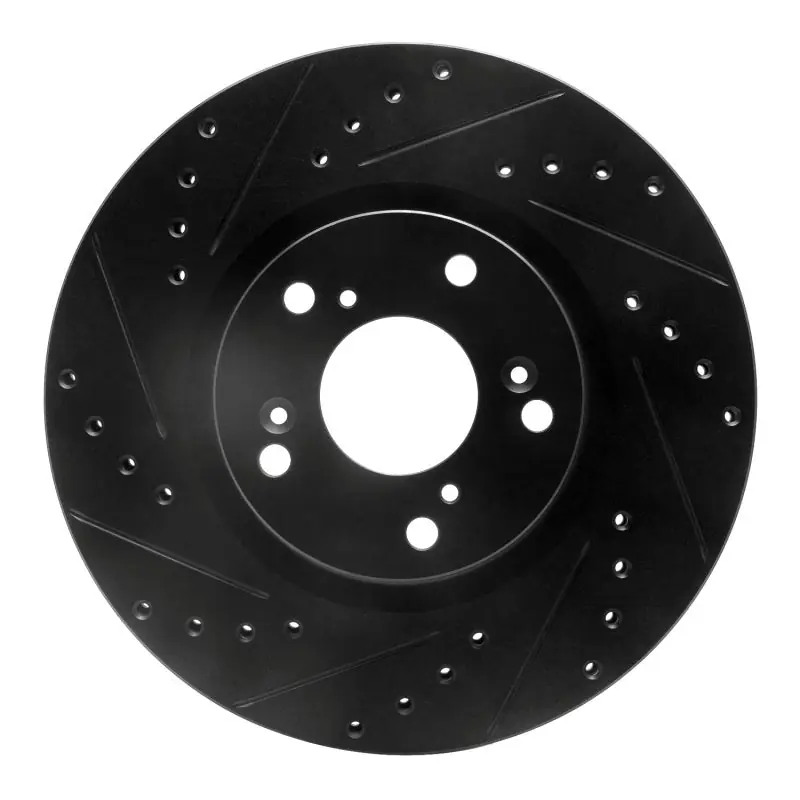R1 02-15 Acura CSX Front Left Drilled & Slotted Black Brake Rotor