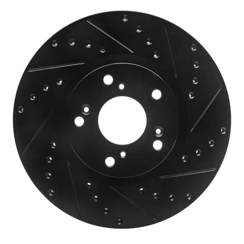 R1 02-15 Acura ILX Front Right Drilled & Slotted Black Brake Rotor