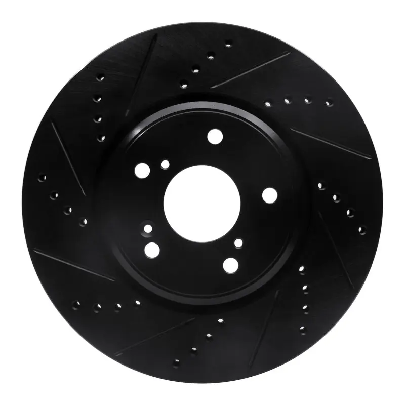 R1 16-22 Acura ILX Front Left Drilled & Slotted Black Brake Rotor
