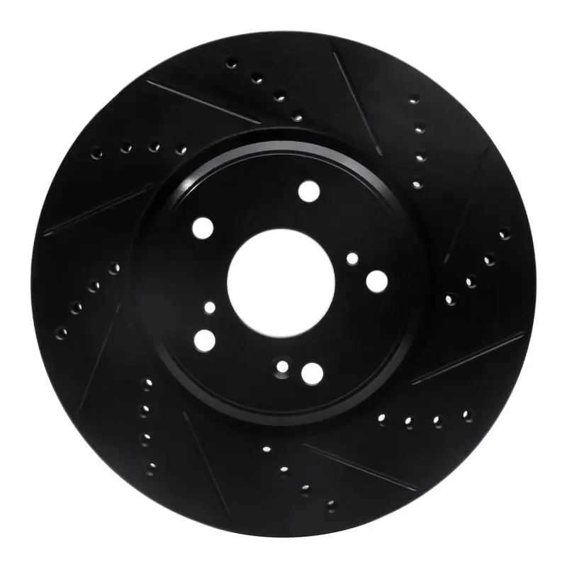 R1 16-22 Acura ILX Front Right Drilled & Slotted Black Brake Rotor