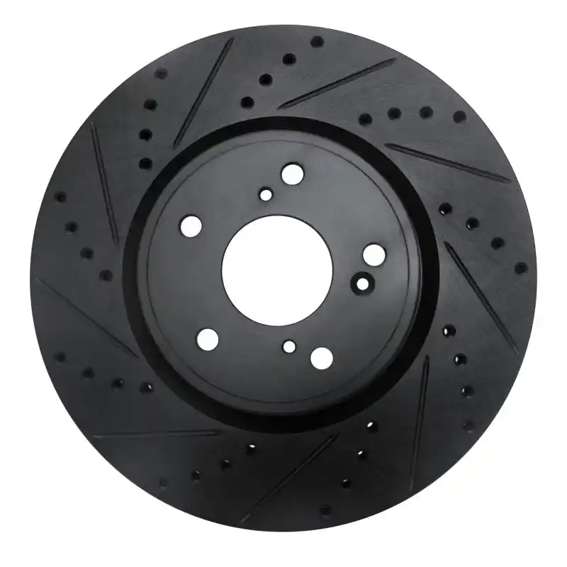 R1 2013-2025 Acura Integra Front Left Drilled & Slotted Black Brake Rotor