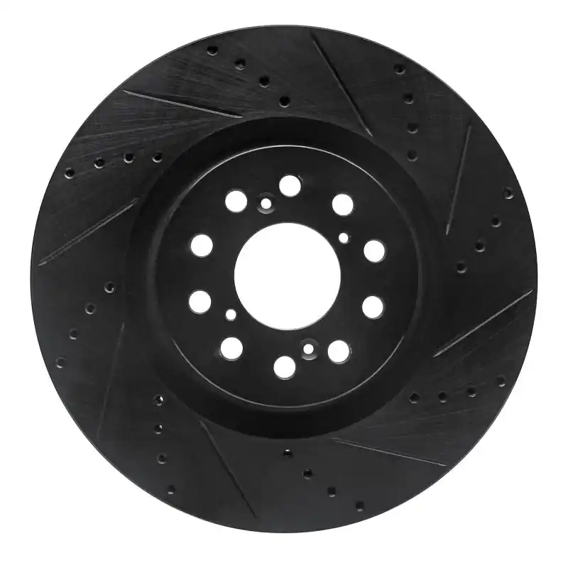 R1 17-25 Acura Integra Front Left Drilled & Slotted Black Brake Rotor