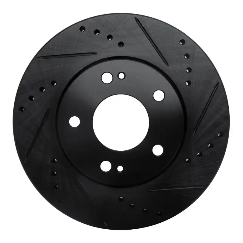 R1 00-24 Chrysler SEBRING Front Right Drilled & Slotted Black Brake Rotor