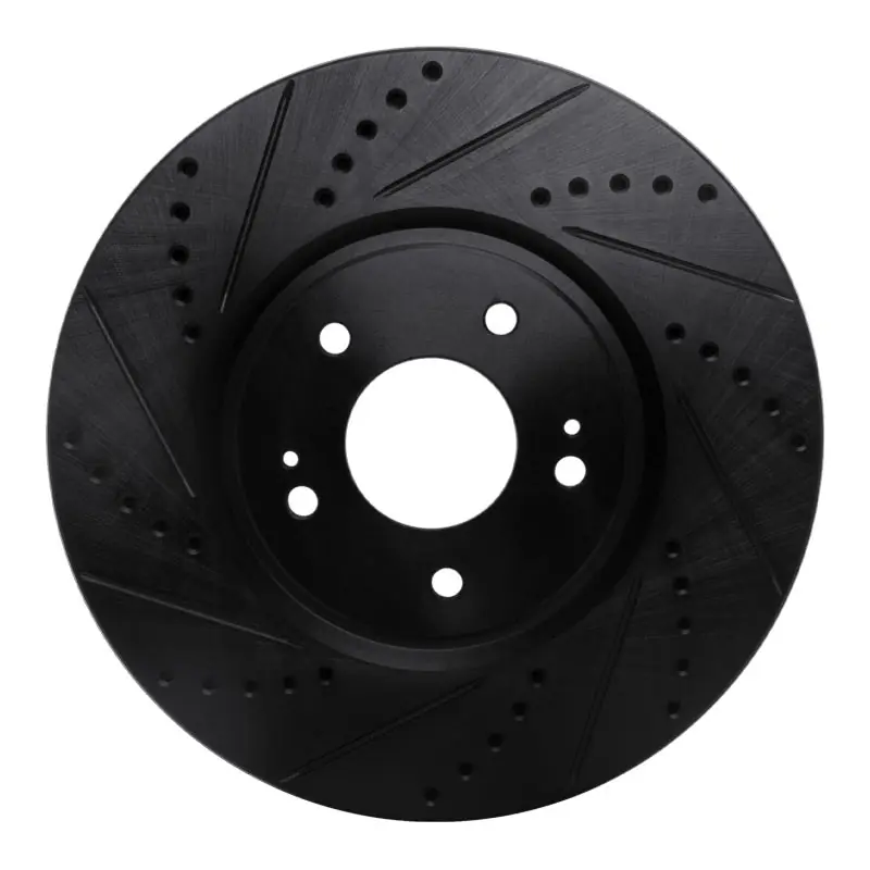 R1 03-06 Mitsubishi Lancer Front Left Drilled & Slotted Black Brake Rotor