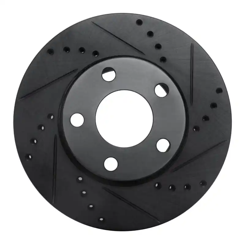 R1 90-97 Audi V8 Quattro Front Right Drilled & Slotted Black Brake Rotor