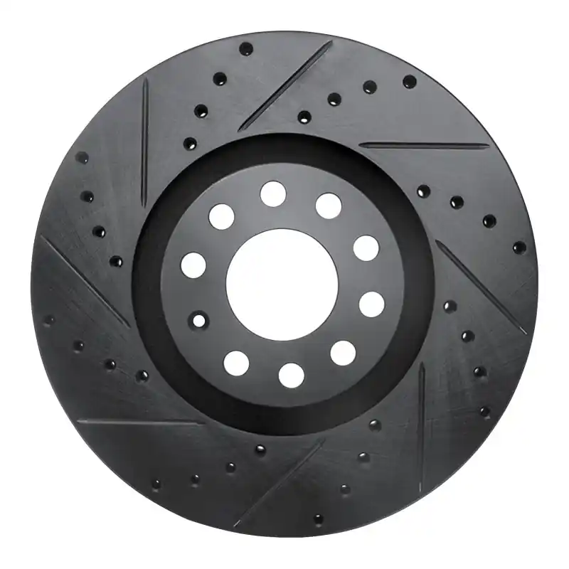 R1 98-09 Audi A4 (Mexico) Front Left Drilled & Slotted Black Brake Rotor