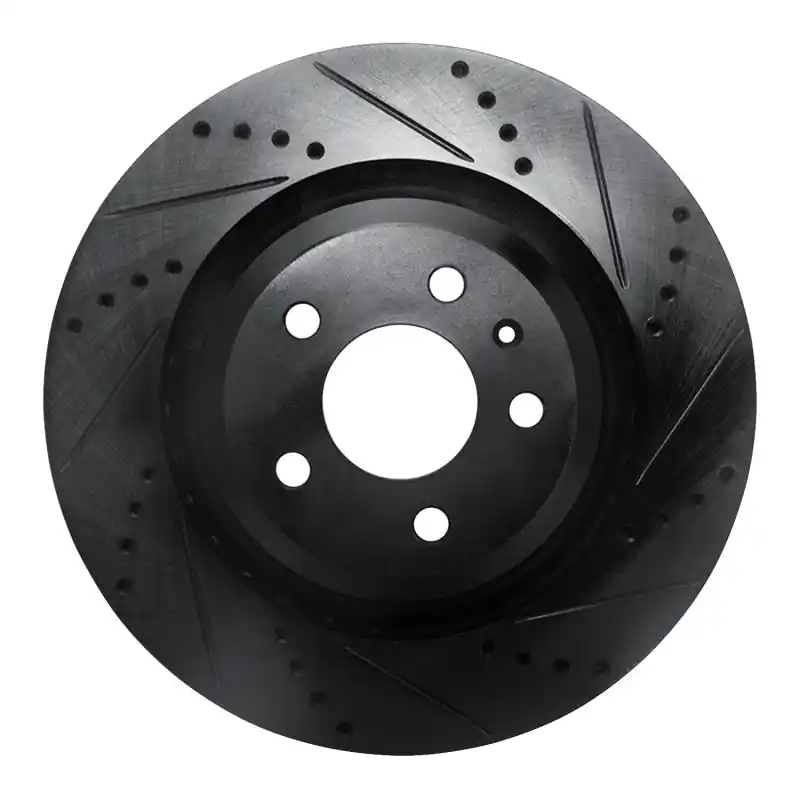 R1 07-11 Audi S6 Rear Right Drilled & Slotted Black Brake Rotor