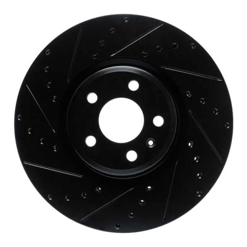 R1 2018-2025 Audi S5 Sportback Front Left Drilled & Slotted Black Brake Rotor