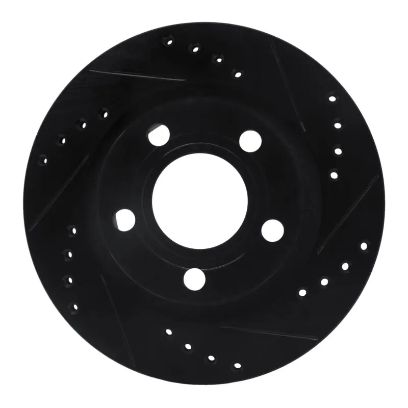 R1 99-05 Audi A6 Quattro Rear Right Drilled & Slotted Black Brake Rotor