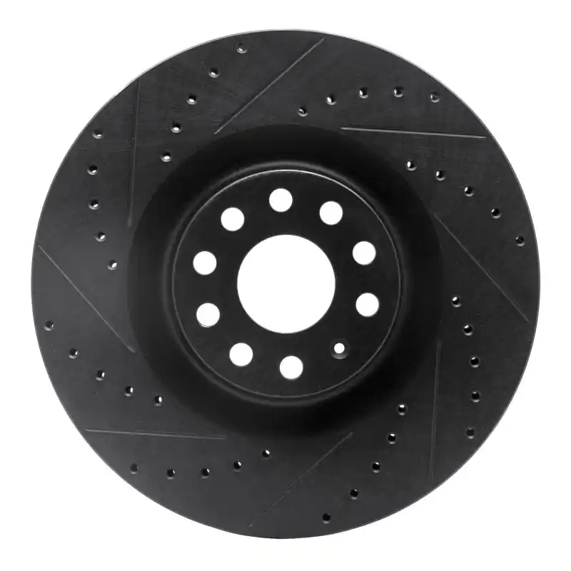 R1 06-13 Audi S3 (Mexico) Front Left Drilled & Slotted Black Brake Rotor