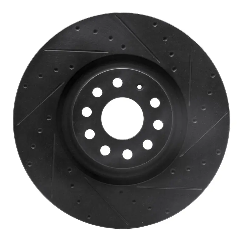 R1 2022+ Volkswagen GTI Mk 8 Front Right Drilled & Slotted Black Brake Rotor