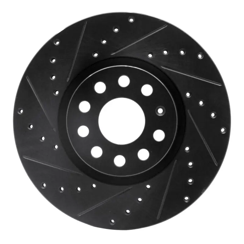 R1 2005-2025 Audi A3 Sportback E-Tron Front Left Drilled & Slotted Black Brake Rotor