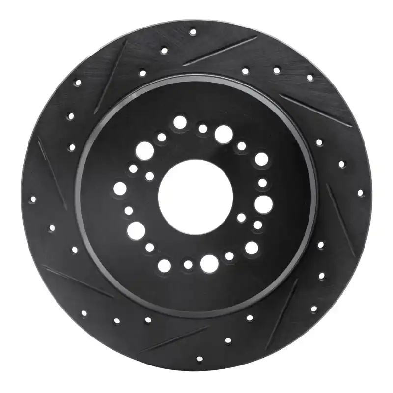 R1 92-00 Lexus LS400 Rear Left Drilled & Slotted Black Brake Rotor