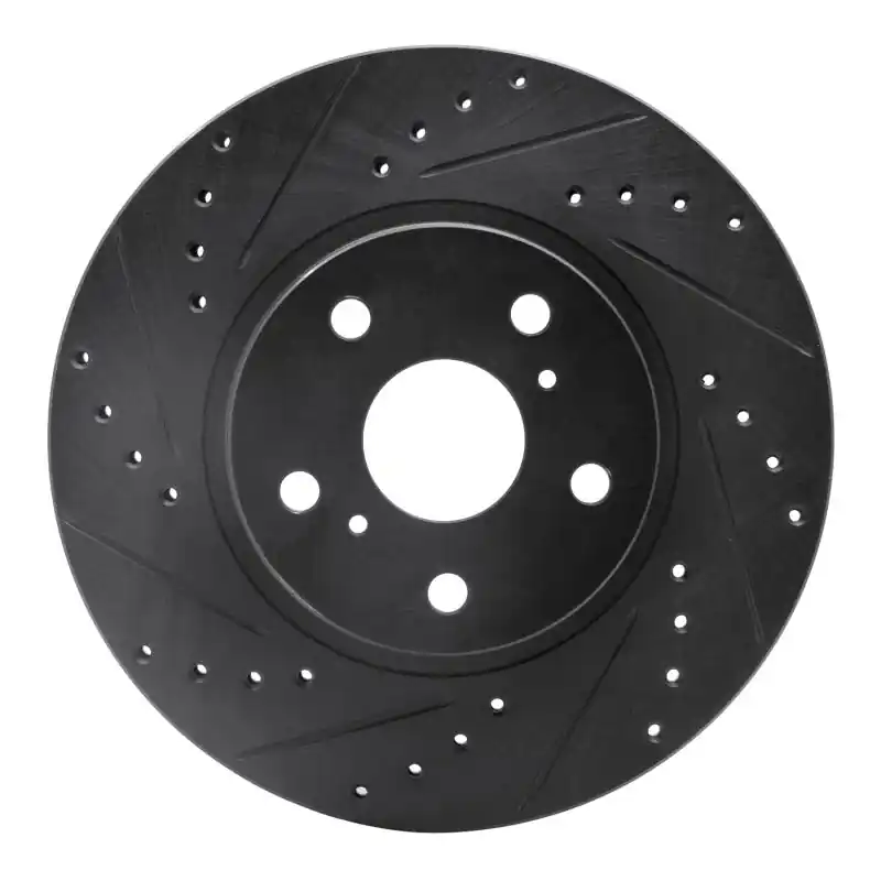 R1 86-92 Toyota Supra Front Left Drilled & Slotted Black Brake Rotor