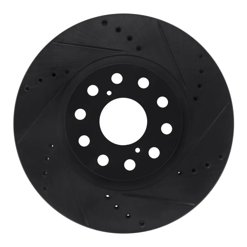 R1 93-98 Toyota Supra Front Right Drilled & Slotted Black Brake Rotor