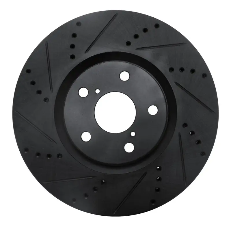 R1 93-98 Toyota Supra Right Front Drilled & Slotted Black Brake Rotor