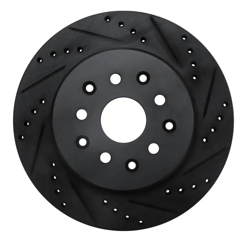 R1 93-98 Toyota Supra Rear Right Drilled & Slotted Black Brake Rotor