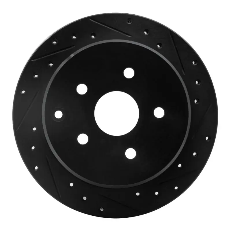 R1 86-97 Toyota Previa Rear Right Drilled & Slotted Black Brake Rotor
