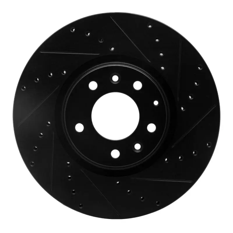R1 06-07 Mazda 6 Front Right Drilled & Slotted Black Brake Rotor